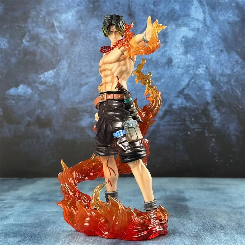 25cm One Piece Flaming Fingertips Ace Top Duel PVC Action Figure Anime Figure Model Toys Statue Collection Doll Decoration Gift