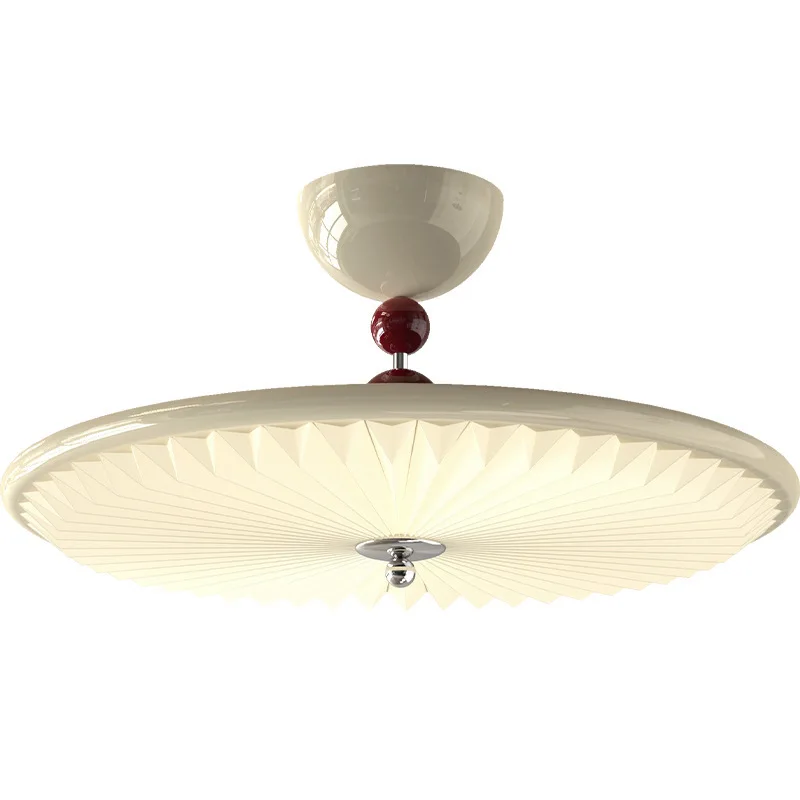 

Medieval style bedroom light American retro personality pleated round study light wabi-sabi master bedroom light room