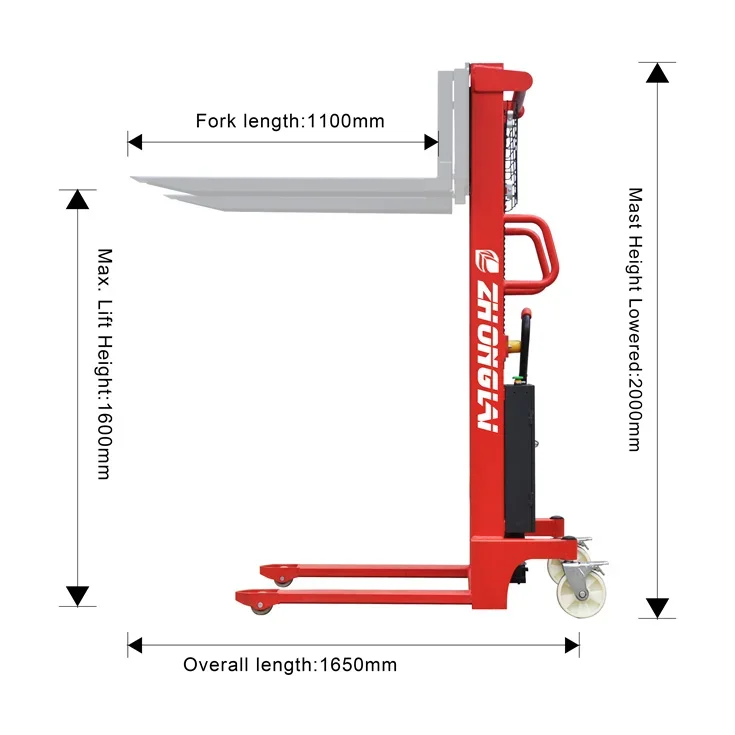 2024 All Terrain Elektrischer Palettenstappler Mini-Gabelstapler Leichter elektrischer Stapler