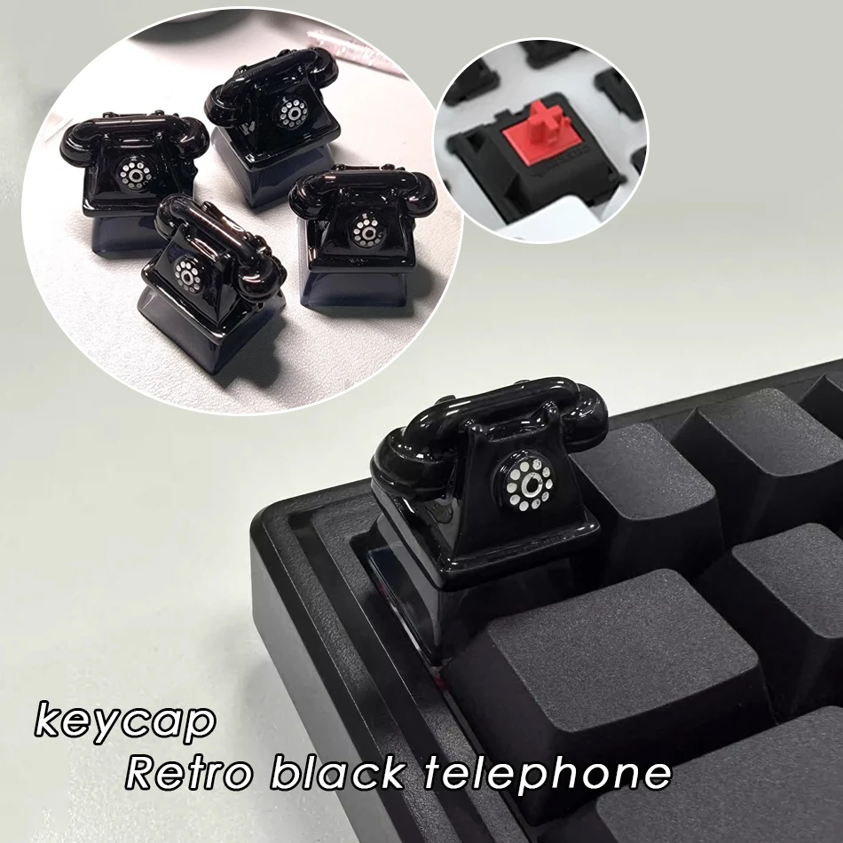 

Personalized Keycap Retro Black Telephone Keycap Diy Cross Shaft Mechanical Keyboard Keycaps ESC Customize Game Keycaps Gifts