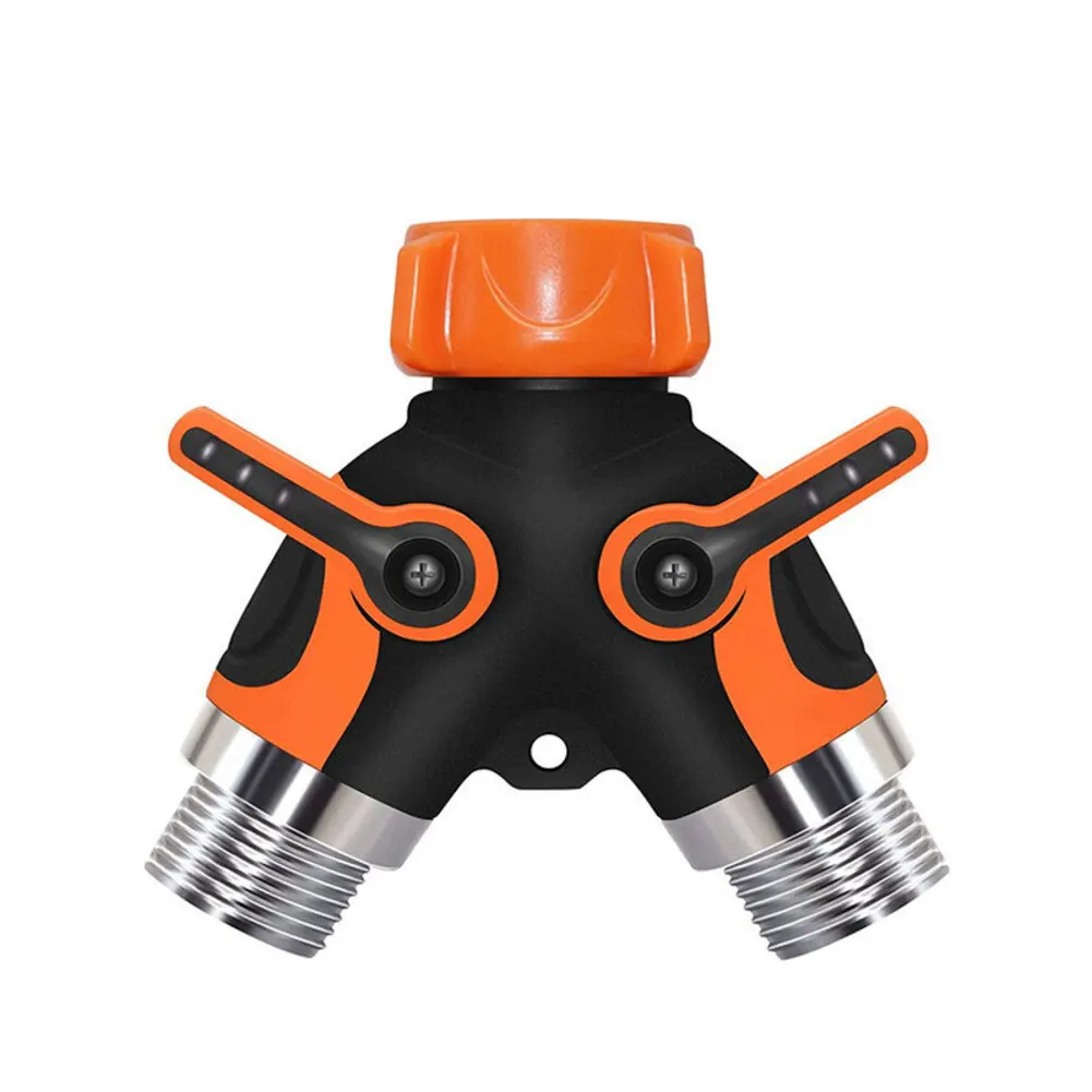 2 Way Y Splitter Hose Connector with for Comfort Grip Shut Off Valves and Swivel Top for Adjustable Water Flow Management