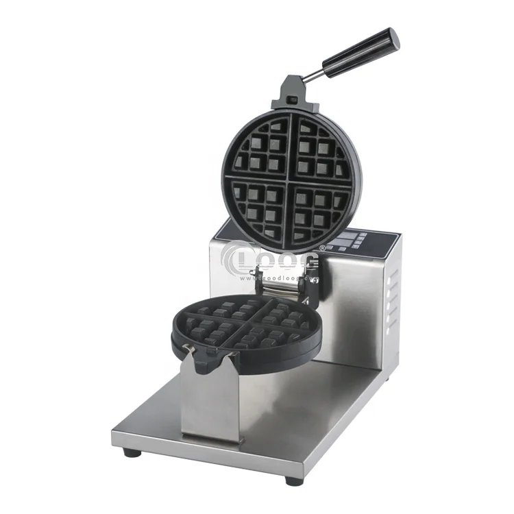 Kitchen Equipment Non Stick Waffle Making Machine Rotating Digital Waffle Maker With Interchangeable Plates