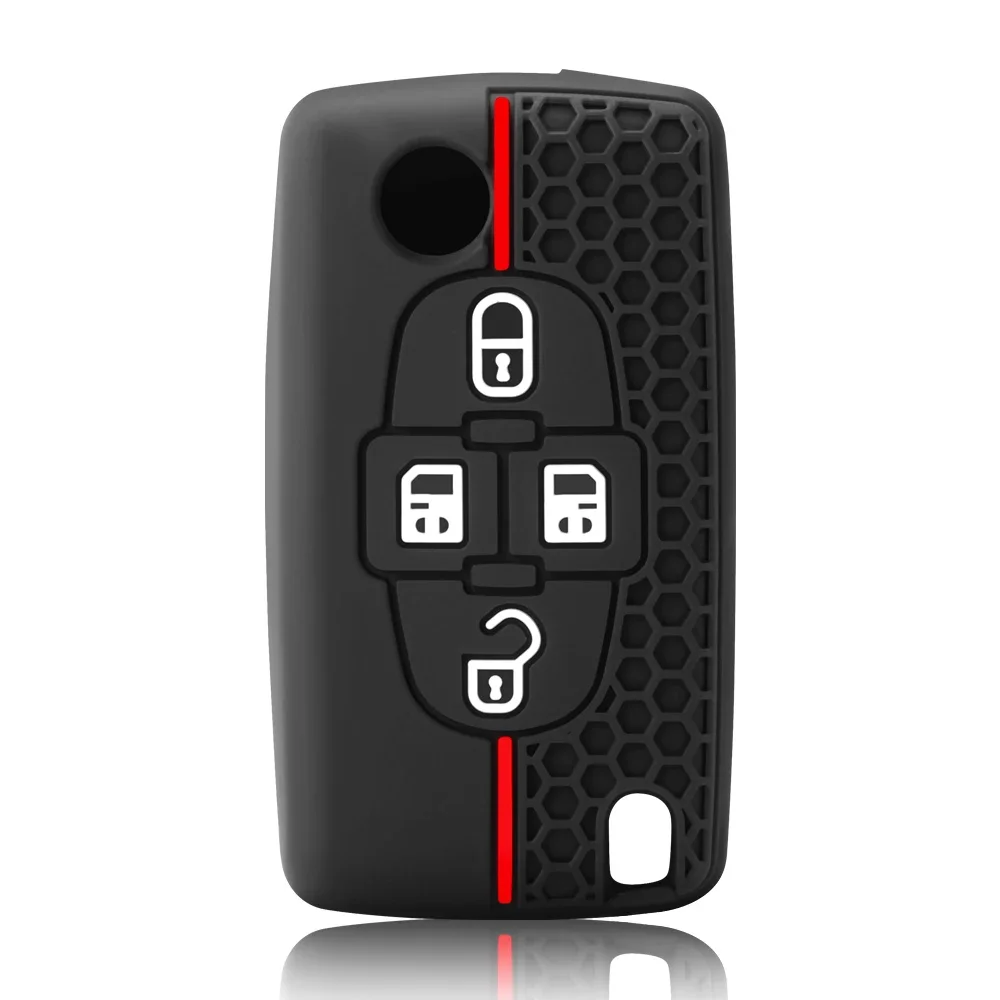 Silicone Remote Key Cover Case Car Key For Peugeot 1007 807 For Citroen C8 4 Buttons Folding Flid