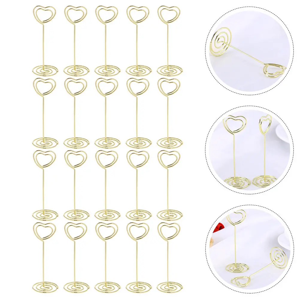 20Pcs Delicate Reusable Message Clips Stylish Tabletop Picture Holder for Office Home Hotel Restaurant Decoration Memo Card