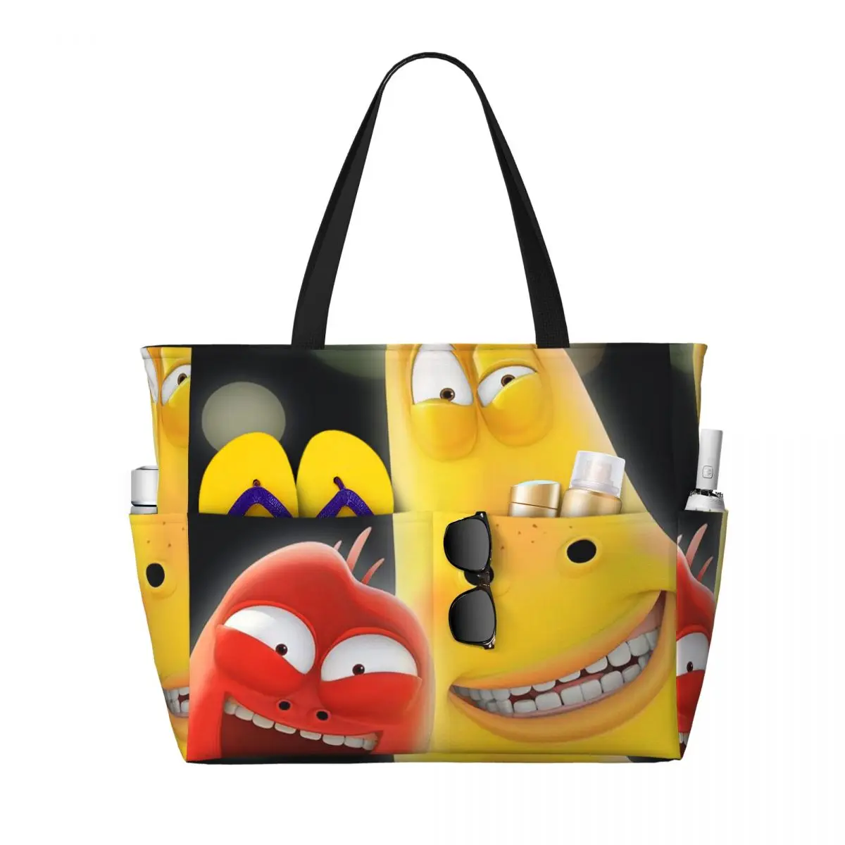

Larva Yellow Red Funny Anime Beach Tote Bag Sport Gym Yoga Duffle Large Tote Bag Women Travel Bag Fitness bag