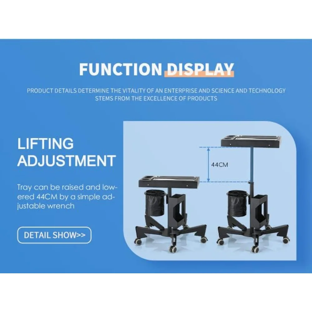 صالون صينية عربة الوشم صينية المتداول عربة قابل للتعديل ارتفاع صالون صينية على عجلات تخزين عربة المرافق أداة متنقلة #5