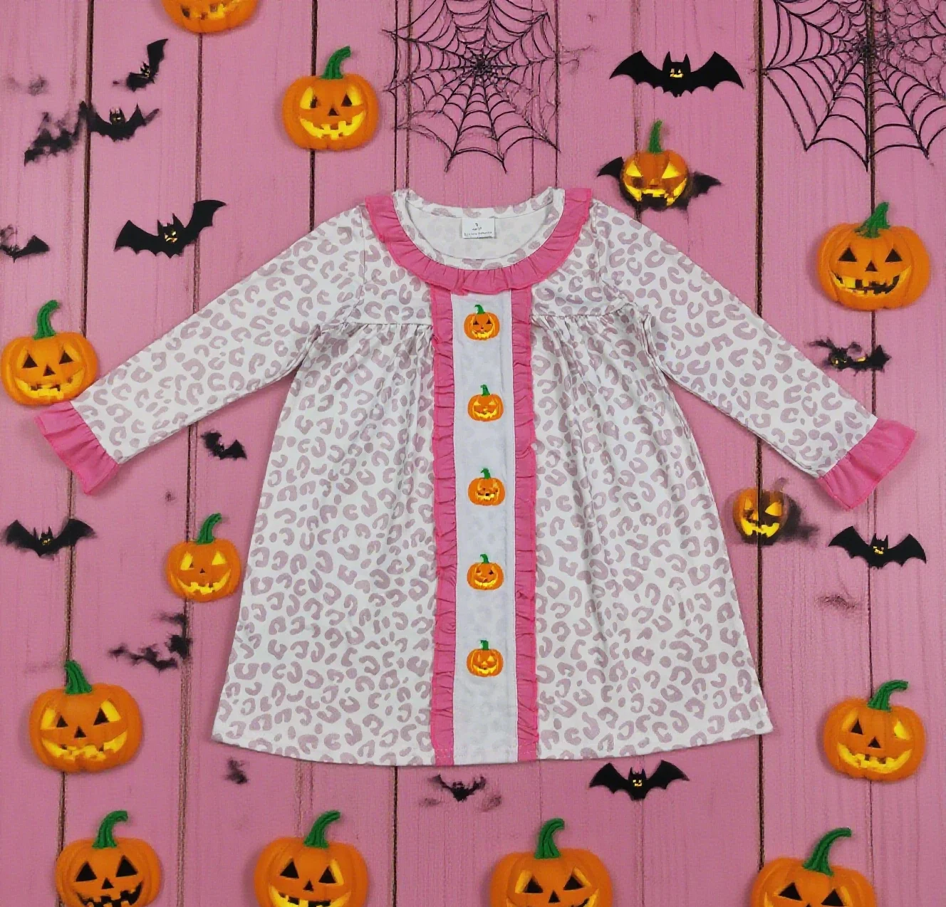 

Z825-07 GLD1054 Детская одежда для девочек, детское платье на Хэллоуин с длинными рукавами и вышивкой