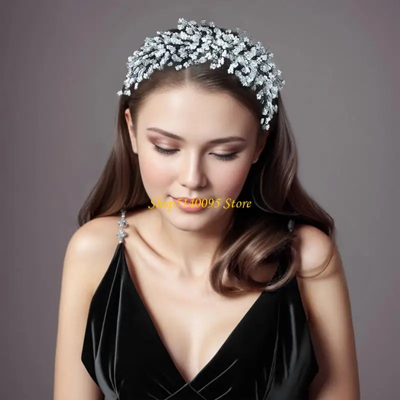 DXAE BRAIDED Crystal Headband Fashion Party Fryzjer Elegancki ślubny panny młodej fryzury
