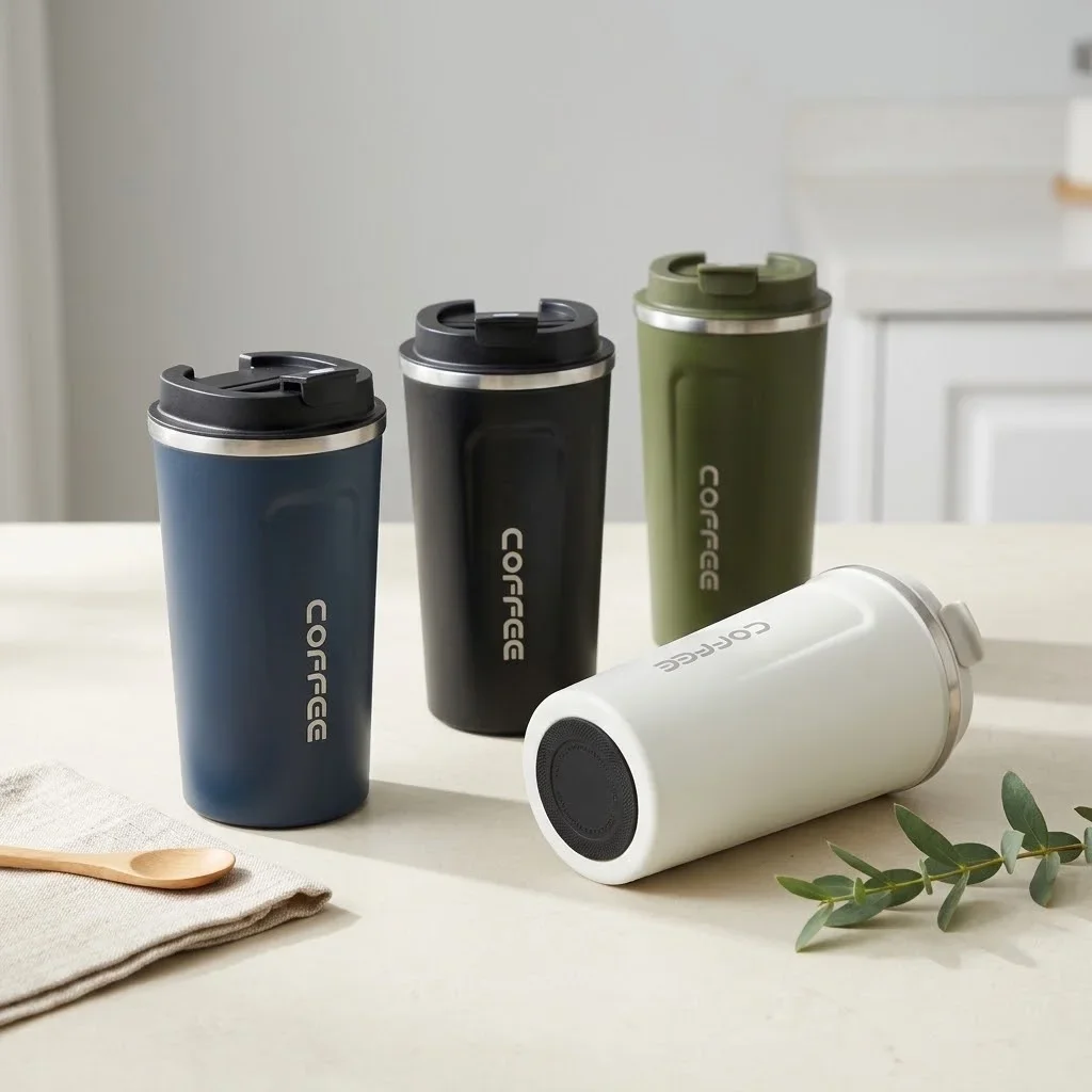 Travel Mug 304 Stainless Steel Thermal Cup Tumbler with Lid Leakproof Insulated Reusable Coffee Cups for Car Office Drinkware