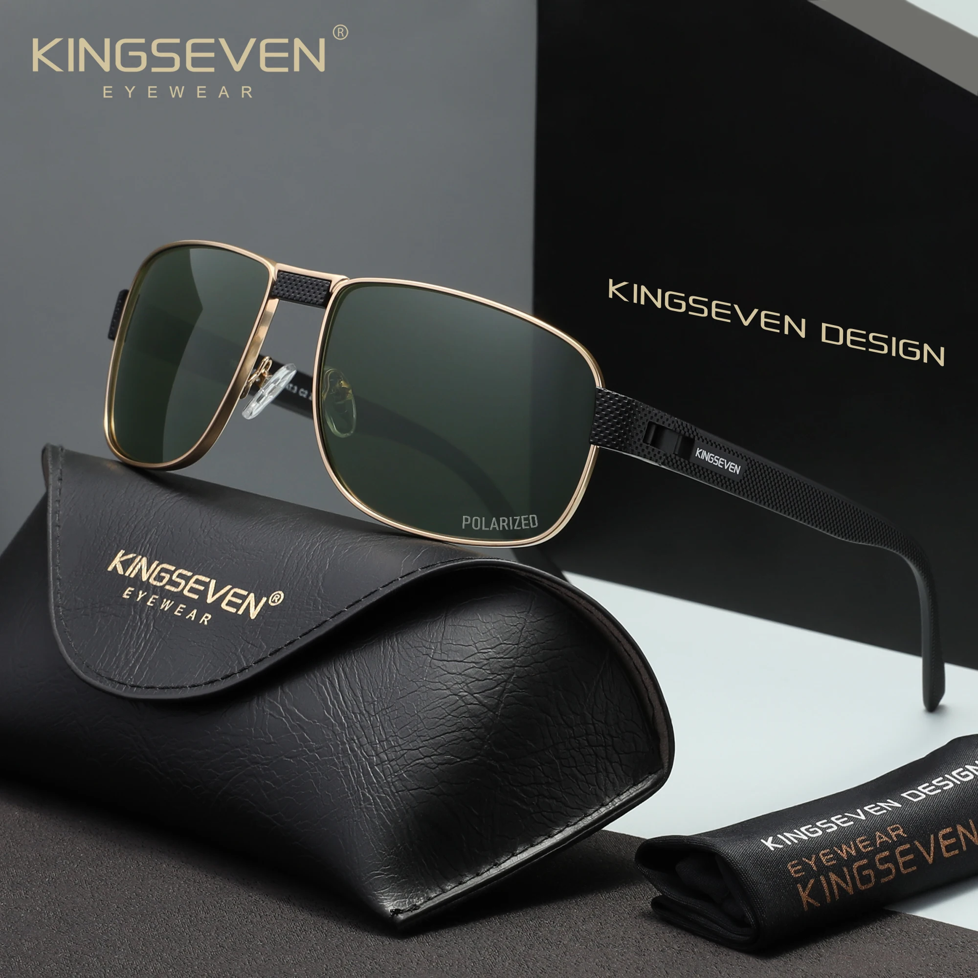 KINGSEVEN Occhiali da sole polarizzati UV400 da uomo Moda montatura grande Occhiali classici retrò vintage Uomo Donna Occhiali da guida per esterni