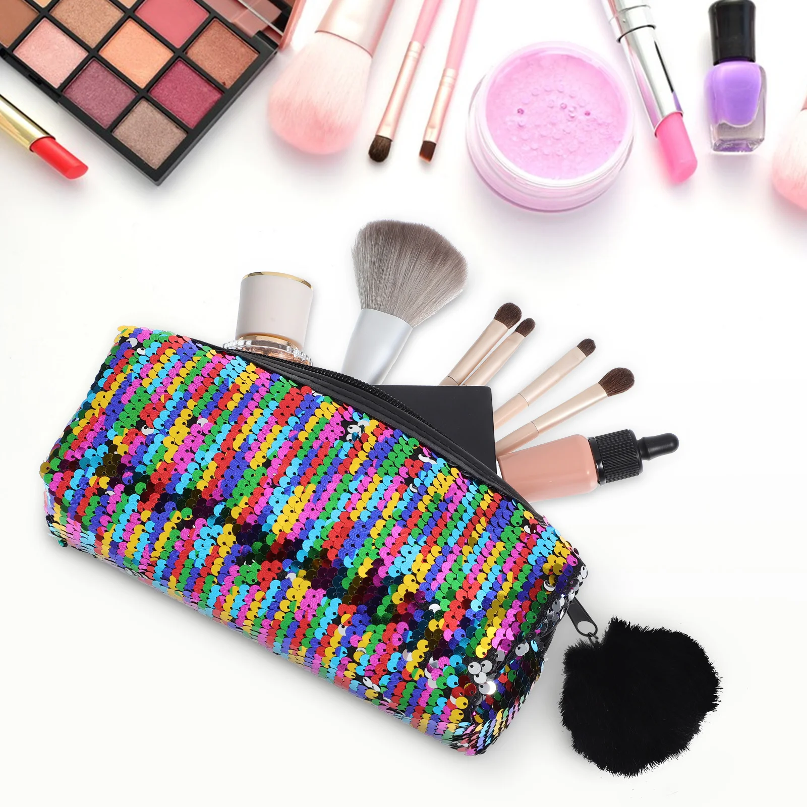 

Sequin Storage Bag Make-up Mermaid Purse Pencil Pouch Travel for Women Glitter Makeup Bags Cute
