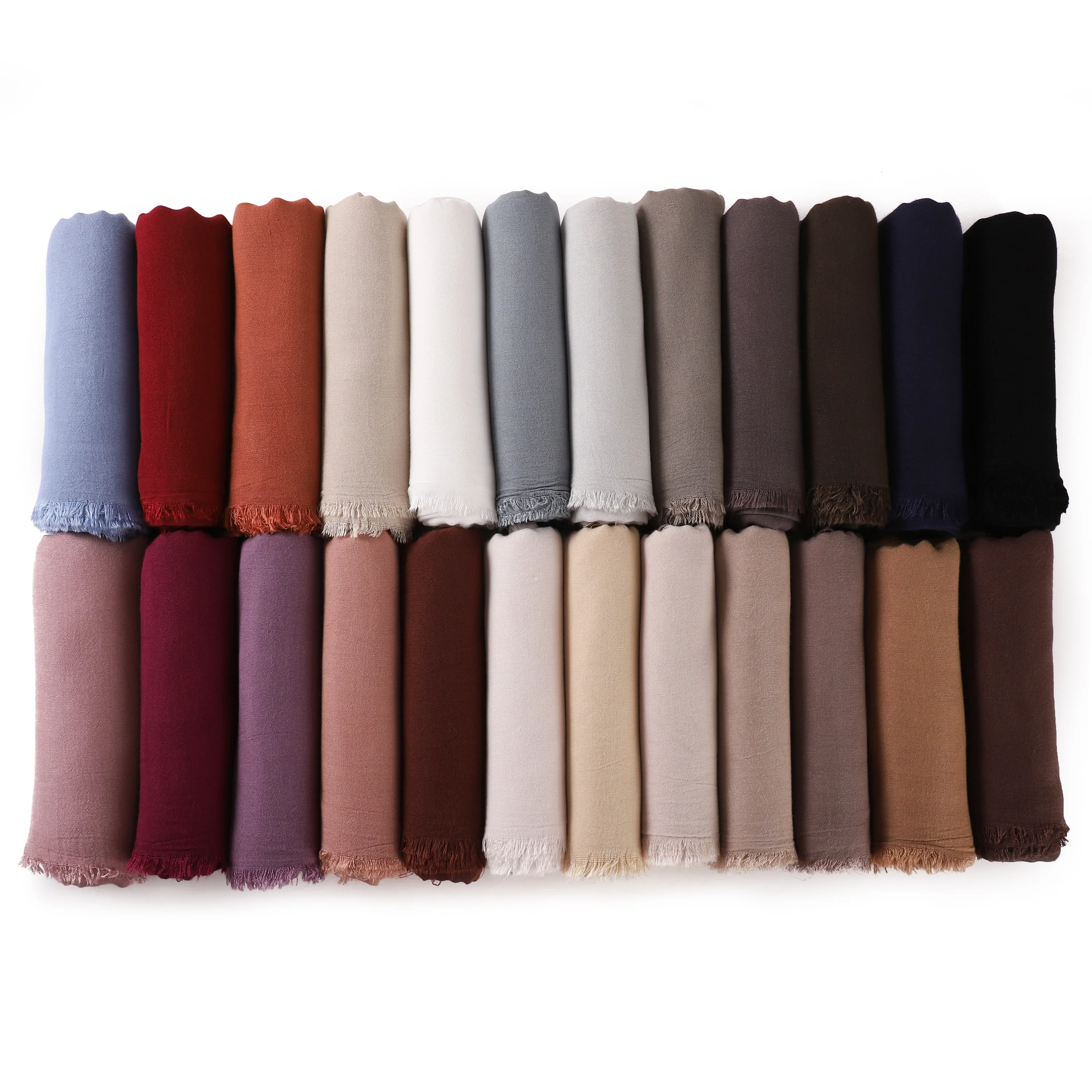 Solid Color Rayon Fringe Scarf Women Soft Lightweight Shawl Wrap Long Stole