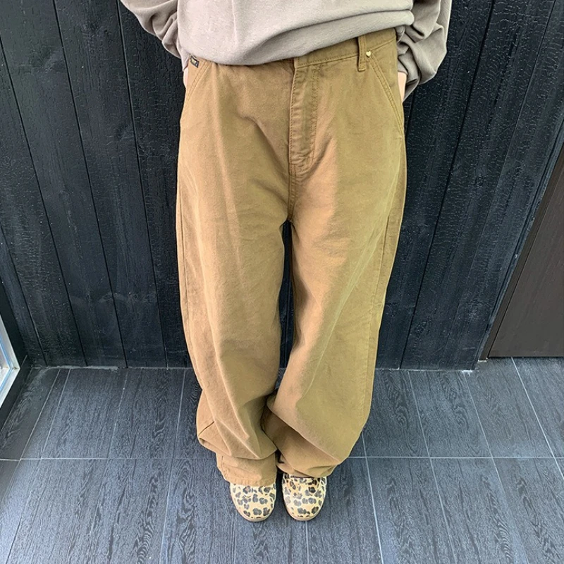 

Wide Leg Jeans Women Denims Pants Rivet Distressed Mom High Waist Washed Pockets Floor Length Loose Trousers 2025 Streetwear