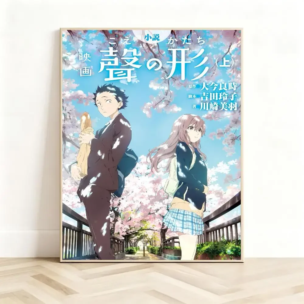 Touching Anime A-A Silent Voice Poster Classic Self-Adhesive PP Wall Sticker for Living Room Bar Decor Gift