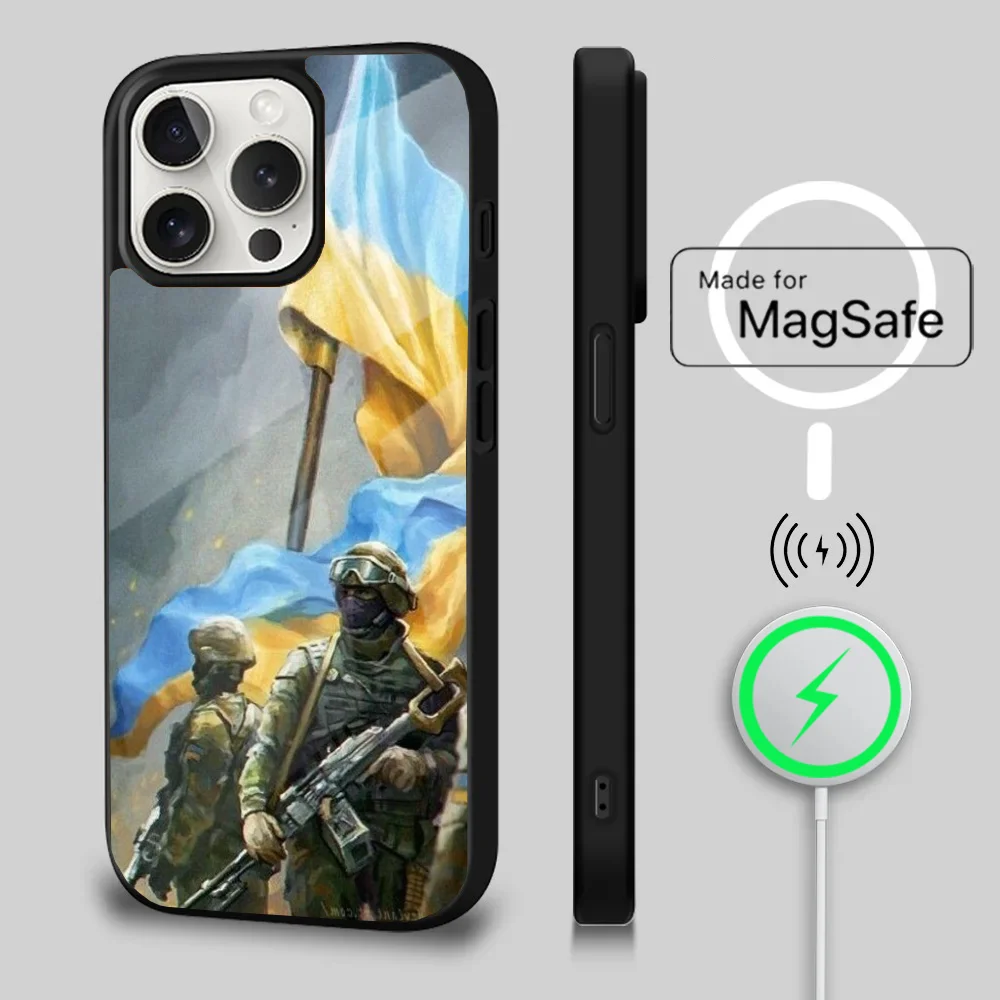 U-Ukraine Warrior Phone Case For iPhone 16 15 14 13 12 11 Plus,Pro,Max Mini Magsafe Magnetic Wireless Charging