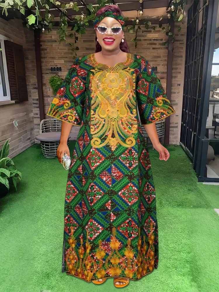 2024 Africa Clothing Traditional Wax Dresses For Women African Party Evening Gowns Ankara Dashiki Print Outfits Plus Size Dress