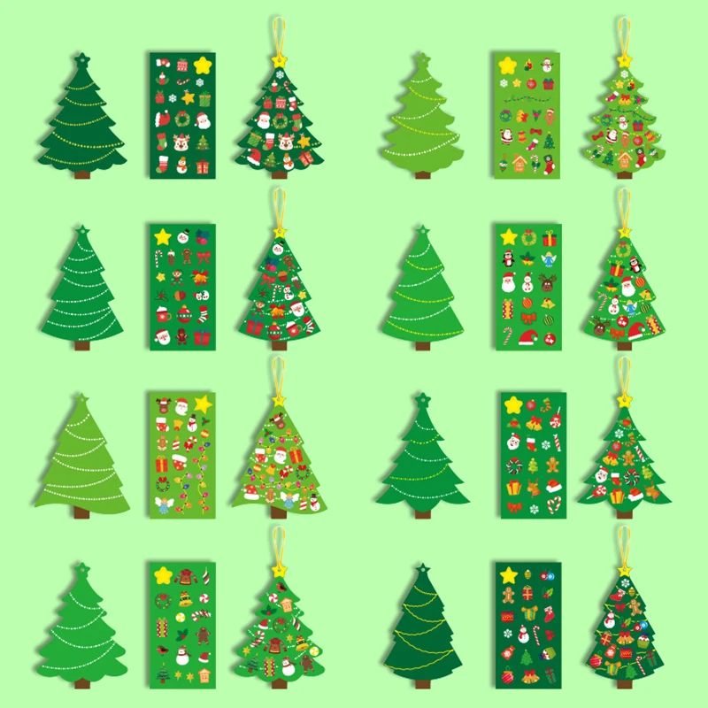 4-24 قطعة من ملصقات ألغاز عيد الميلاد DIY لصنع بطاقات تهنئة العطلات لأنشطة حفلات عيد الميلاد ومستلزمات العطلات