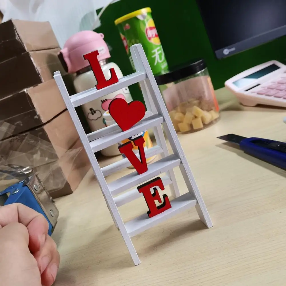 2025 New Valentine Wooden Ladder Tabletop Decoration