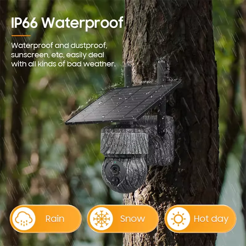 Câmera de Segurança com Cartão SIM 4G Camuflada, Câmera Solar com Rastreamento Wifi/4G, Câmera de Rastreamento Automático 360 Graus para Exterior