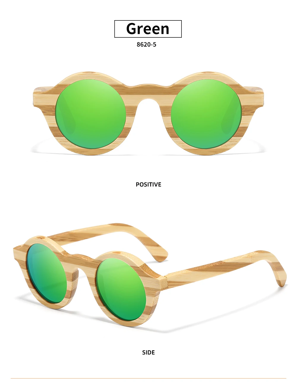GM Natürliche Zebra Bambus Holz Aduit Sonnenbrille Handgemachte Polarisierte Gläser Spiegel Beschichtung Linsen Brillen Mit Geschenk Box 8620C – Detail 13