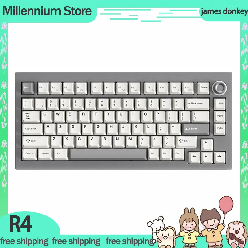 James Donkey R4 Mechanical Gamer Keyboard 3Mode 2.4G Wireless Bluetooth Keyboard RGB Keycaps PBT Customized Gaming Keyboard Gift