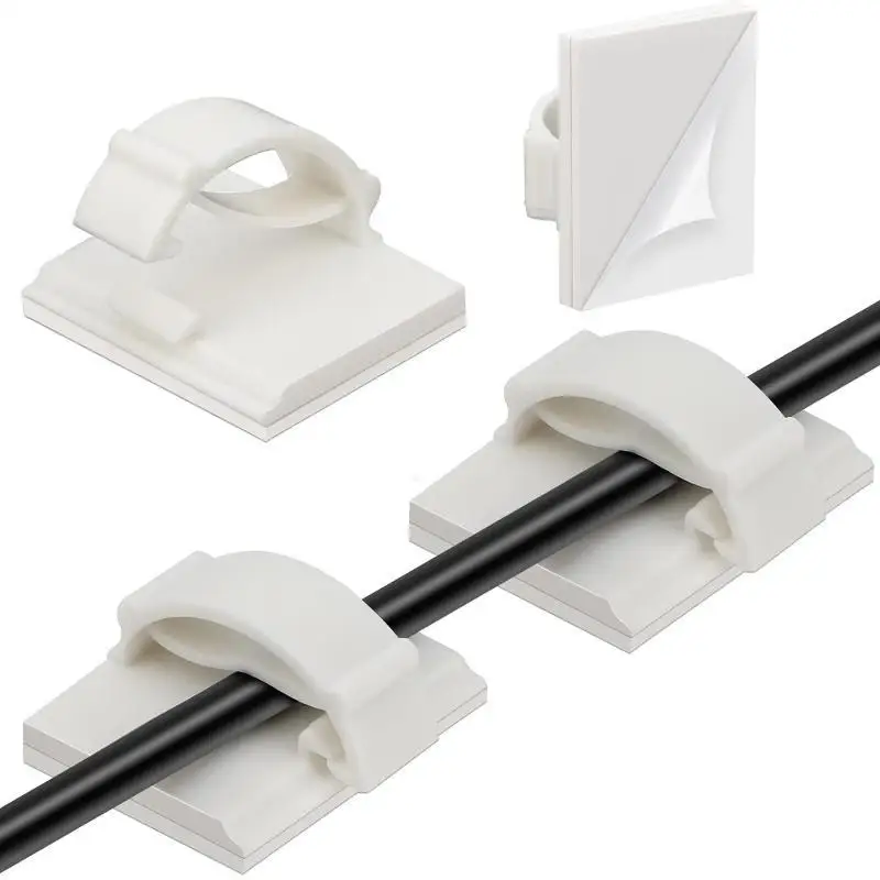Adhesive Cable Clips 50Pcs Anti-Corrosion Nylon Wire Organizer Cord Management Clamps for Bathroom Shower Room Cable Use