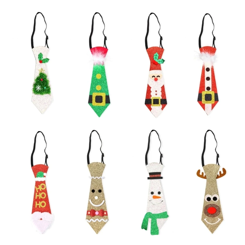 

Adult Kids Funny Holiday Necktie Christmas Theme New Year Tie Women Men Fashion Novelty Necktie Xmas Stage Show Costume Props