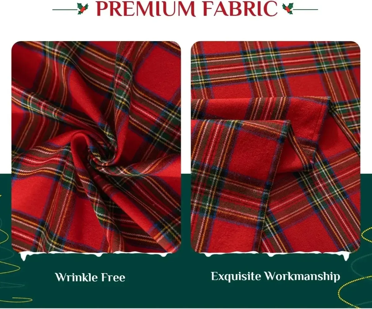 1PC Christmas Plaid Tablecloth Red Checkered Table Cover Xmas Party Dinner Washable Table Cloth for Home Living Room Decoration