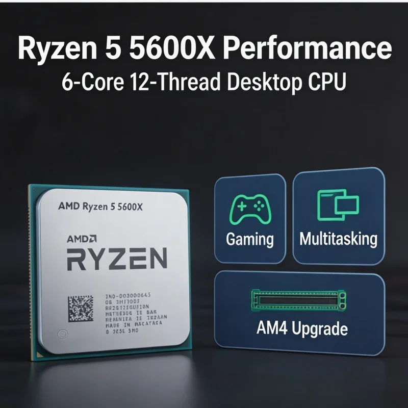 Ryzen 5 5600X 65W TDP Processor 6‑Core 12‑Thread Socket AM4 Unlocked Tray Version Without cooler