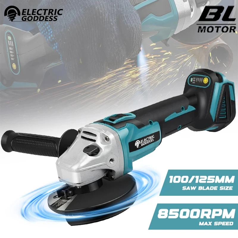 

Electric Goddess 100/125mm Electric Angle Grinder Brushless Polishing Machine 4 Gear Cutting Tool For Makita 18V Battery Pin