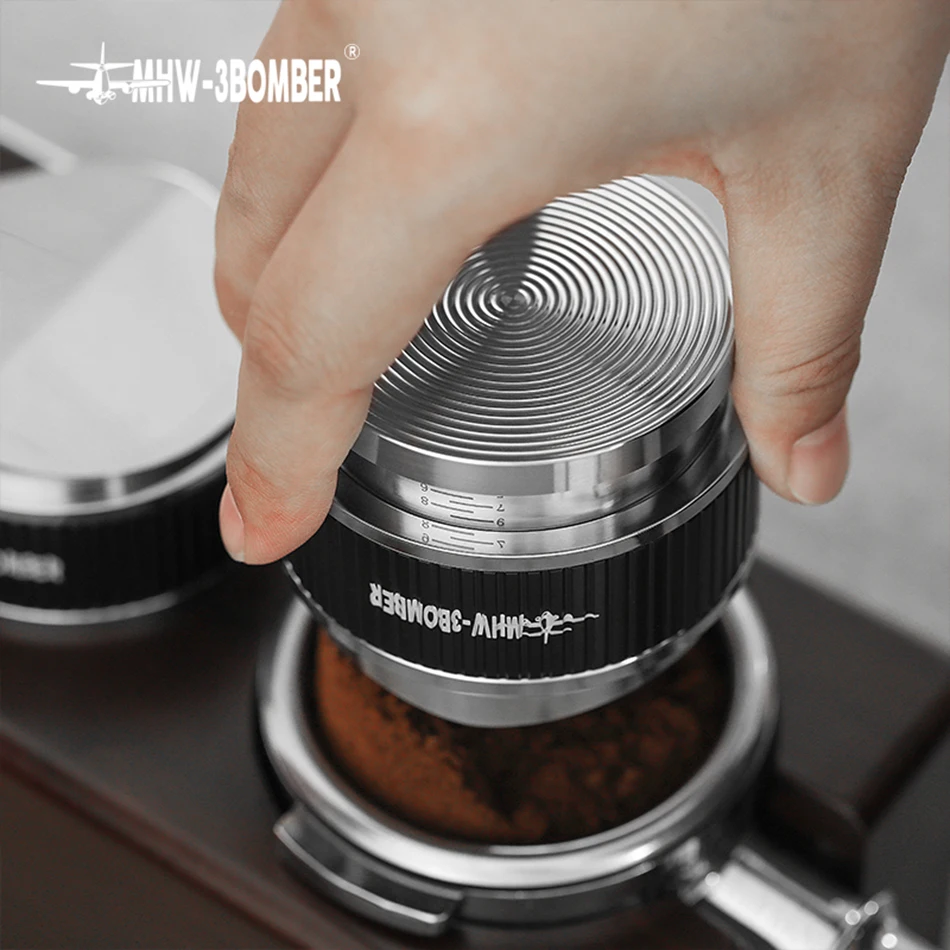 51/53/58mm Double Head Coffee Distributor Espresso Tamper Adjustable Espresso Distributor Leveler 304Stainless Steel Convex Base