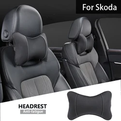 1Pcs Car Seat Headrest Leather Auto Interior Head Neck Pillow For Skoda Fabia Superb Yeti Octavia Rapid Kodiaq Mk3 A4 A6 A7 2 3
