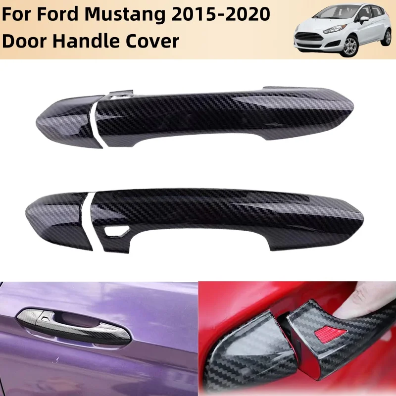 Car Accessories Exterior Components Decorate Trim Paste Style Door Handle Cover For Ford Mustang 2015 2016 2017 2018 2019 2020