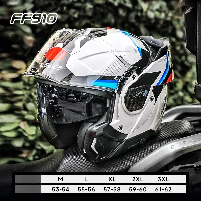 LS2 ADVANT II 6K Carbon Fiber Flip up 180° Rotating Double Lens Sun Visor Casco Casque Capacete Motorcycle Helmet FF910