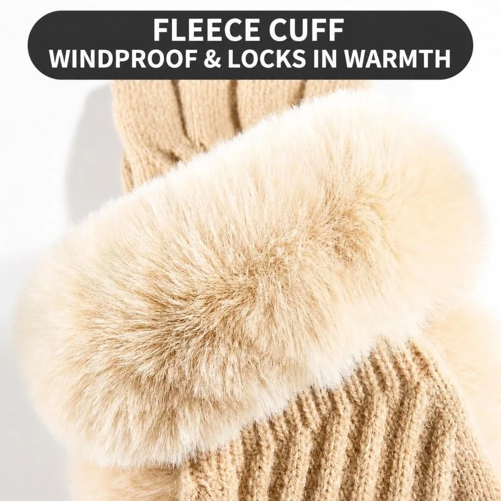 Simple Touchscreen Winter Knitted Gloves Windproof Thickened Thermal Gloves Elegant Soft Gloves Outdoor