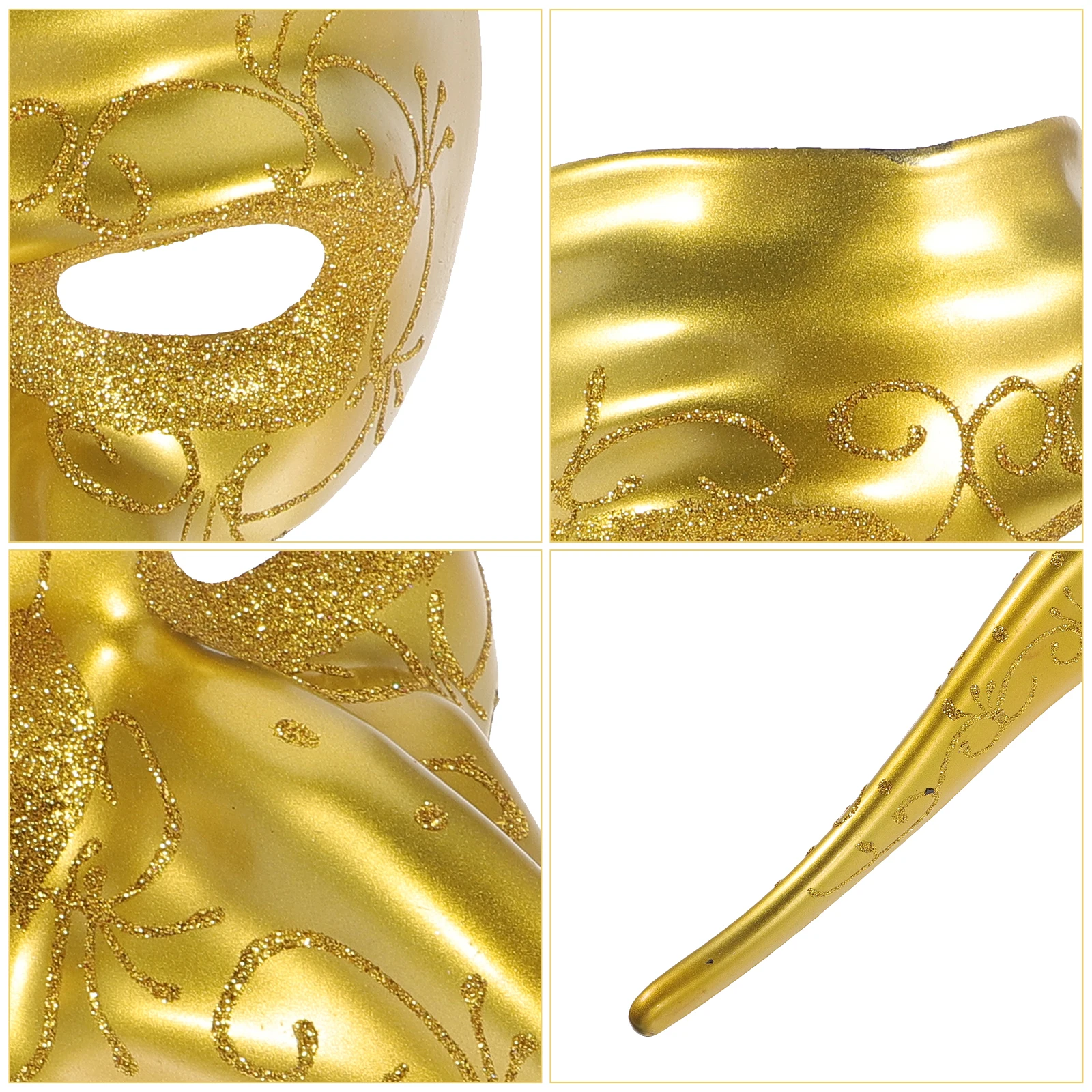 

Long Nose Mask Halloween Masquerade Party Plastic Golden Color Costume Accessories Decorative Photo Prop Unique Design Simple