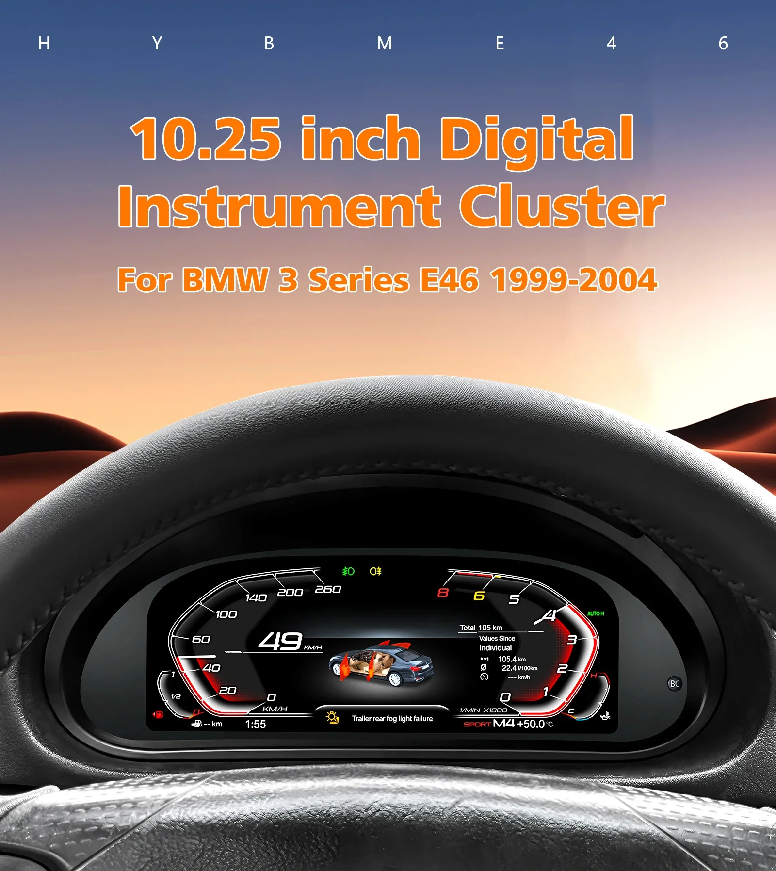 Hizpo 10.25 inch Auto Lcd Dashboard Panel Instrument For BMW 3 Series E46 1999 - 2004 Digitale Cluster Display Snelheidsmeter