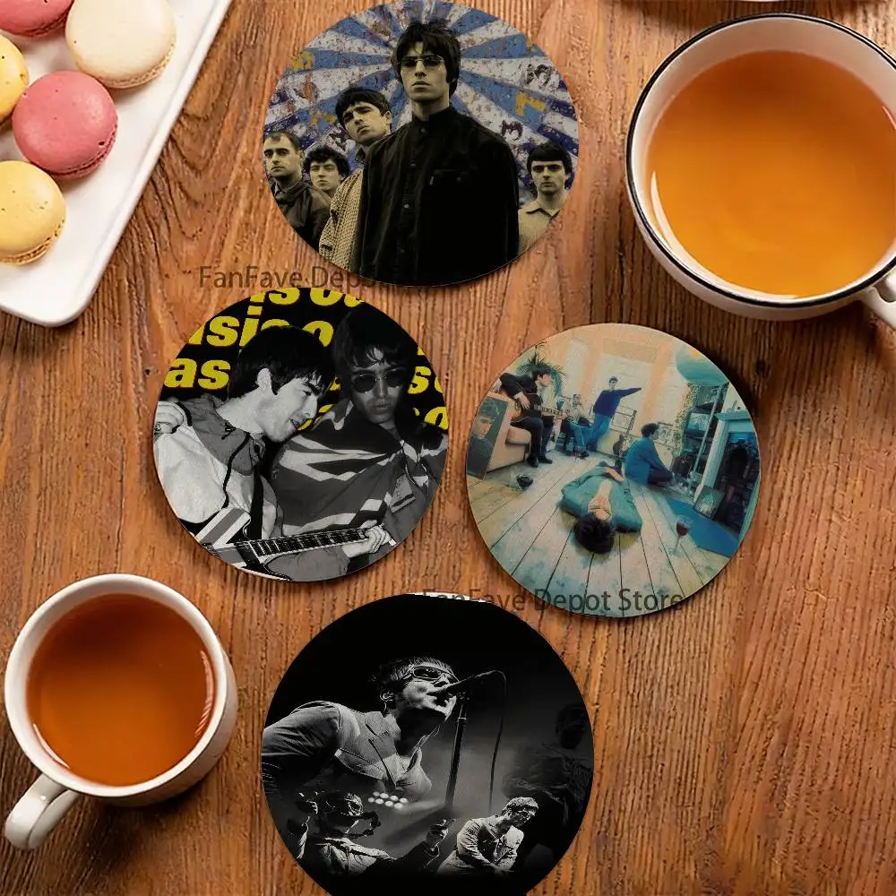 

O-Oasis Band Wood Coaster Set - Heat Resistant For Tea & Coffee, Home Cafe Decor Holiday Gift