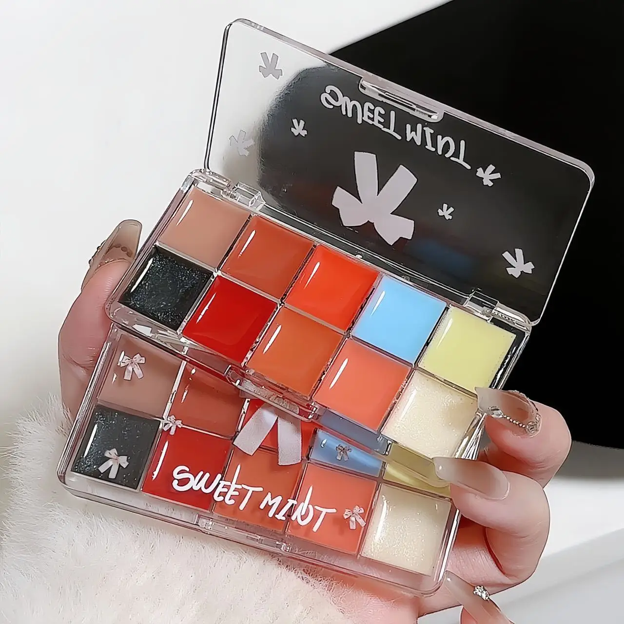 Paleta de labios Real de 10 colores, brillo de labios y lápiz labial, pigmentado hidratante brillante, Cosméticos originales multifuncionales