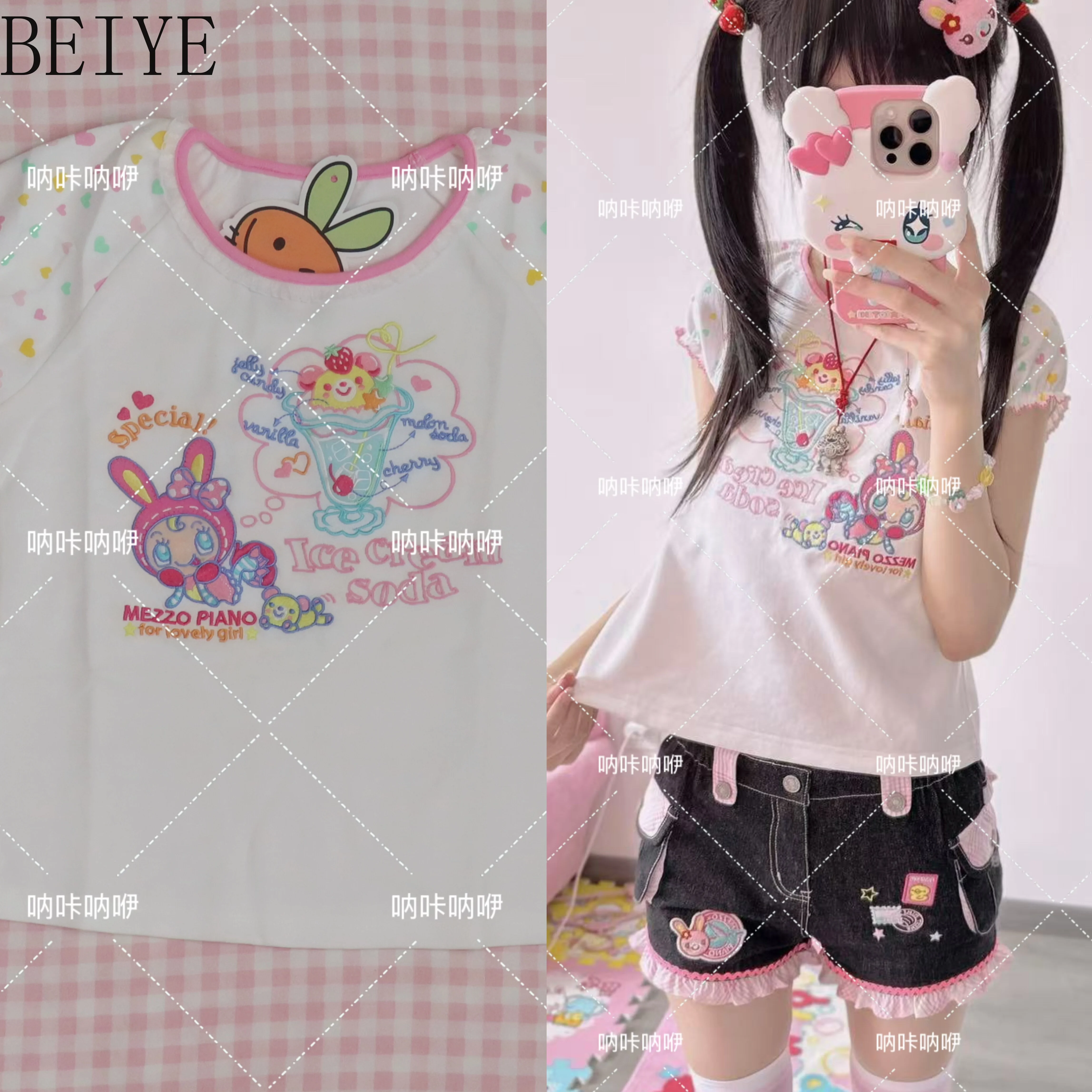Japanese Cute Sweet Subculture Y2k Clothes Girl Tops Short-sleeved T-shirt Pure Cotton Kawaii T-shirts Summer Women's Tees