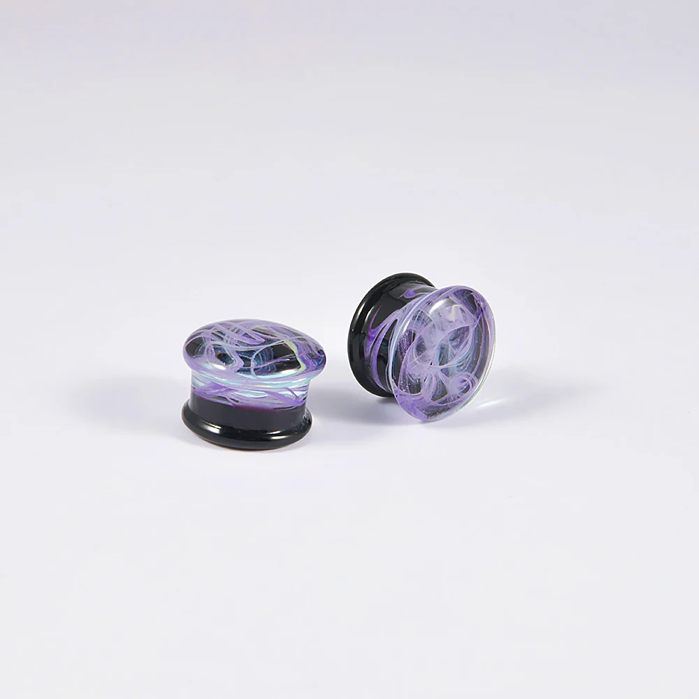 Purple Solid Glass Ear Plugs Earring Ear Tunnels Gauges Ear Lobe Body Piercing Jewelry For Women Men 8mm-25mm