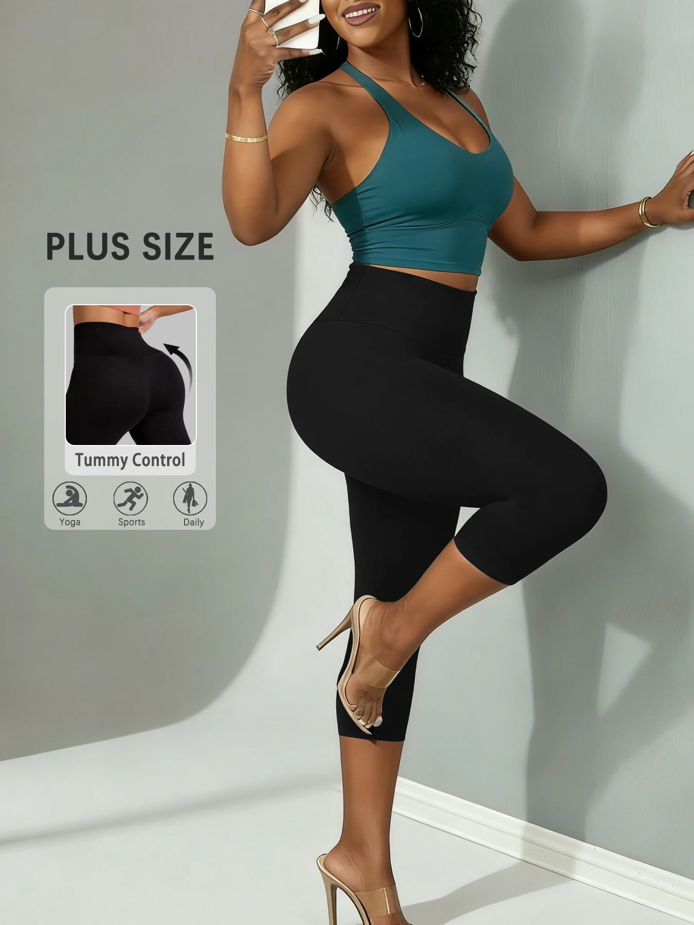 

Женские леггинсы больших размеров с высокой талией для йоги, капри, супермягкие, непрозрачные, для тренировок, бега, дома и отдыха