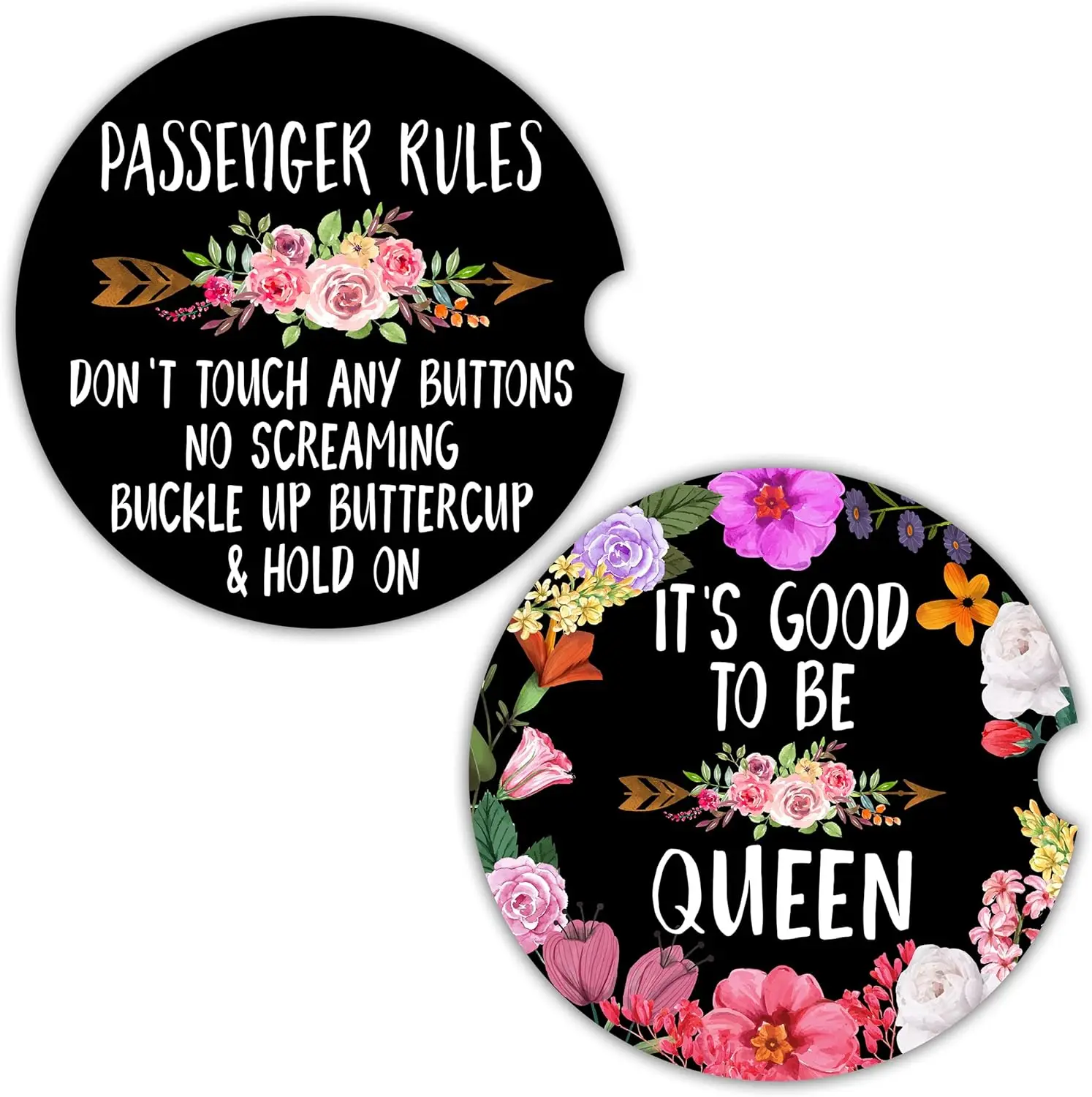 

Funny Car Coasters For Cup Holders - 2 Pack Flower Car Cup Holder Coaster, Non Slip Absorbent Ceramic Stone Cup Holder Coaster F