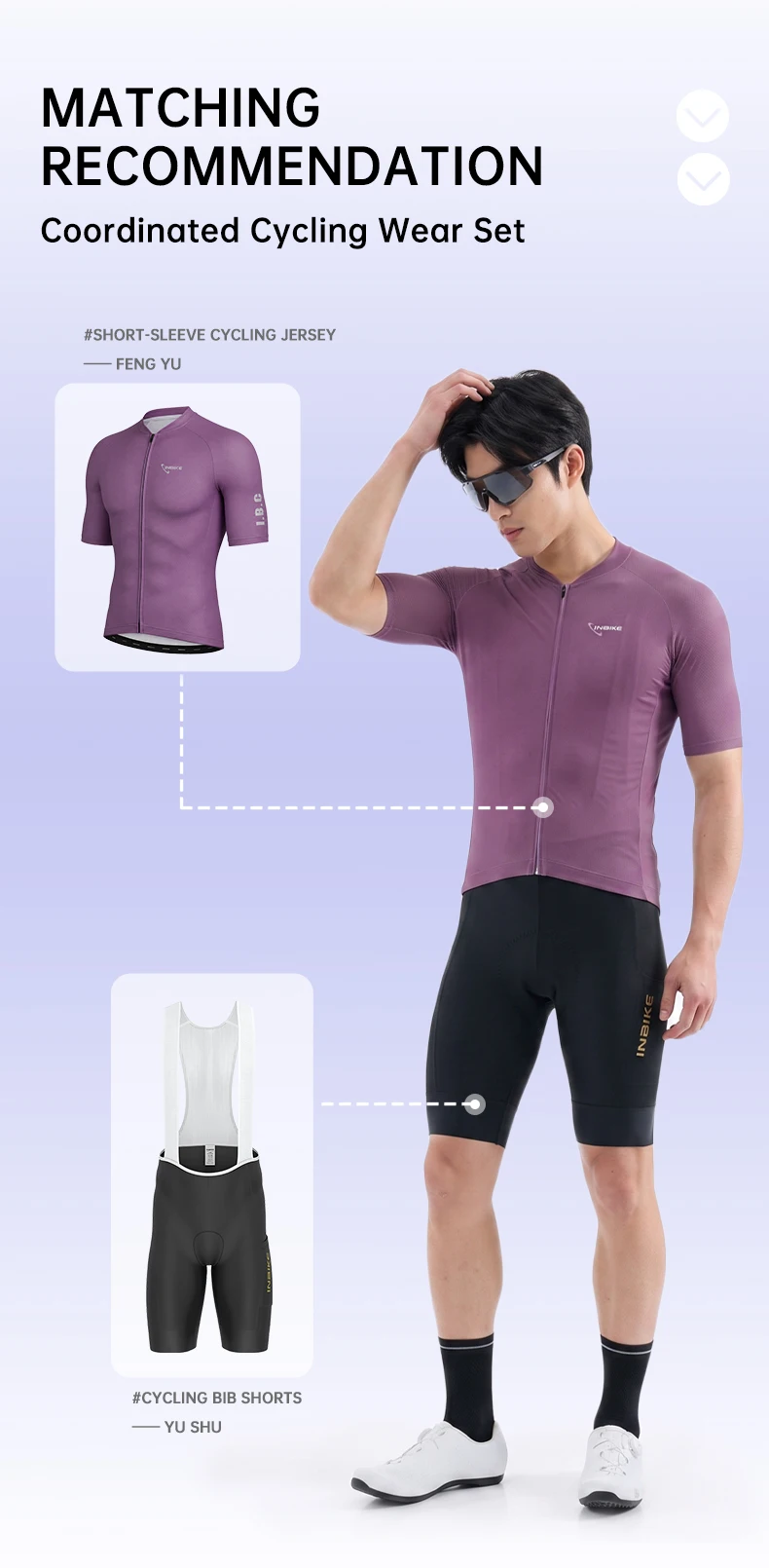 INBIKE Radtrikot Sommer Herren Kurzarm Atmungsaktiv Hochelastisch Rennrad-Shirt Schnelltrocknend Feuchtigkeitsableitend Fahrradbekleidung – Detail 9