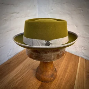 Fashionable Pork Pie Style Pure Wool Felt Hat with Bow Ribbon Decoration Sheep Felt Hat