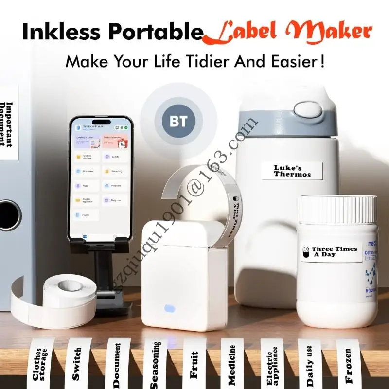 Portable Label Printer Label Maker Machine met tape voor het verzenden barcode Mailing en organisatie Taken .066A