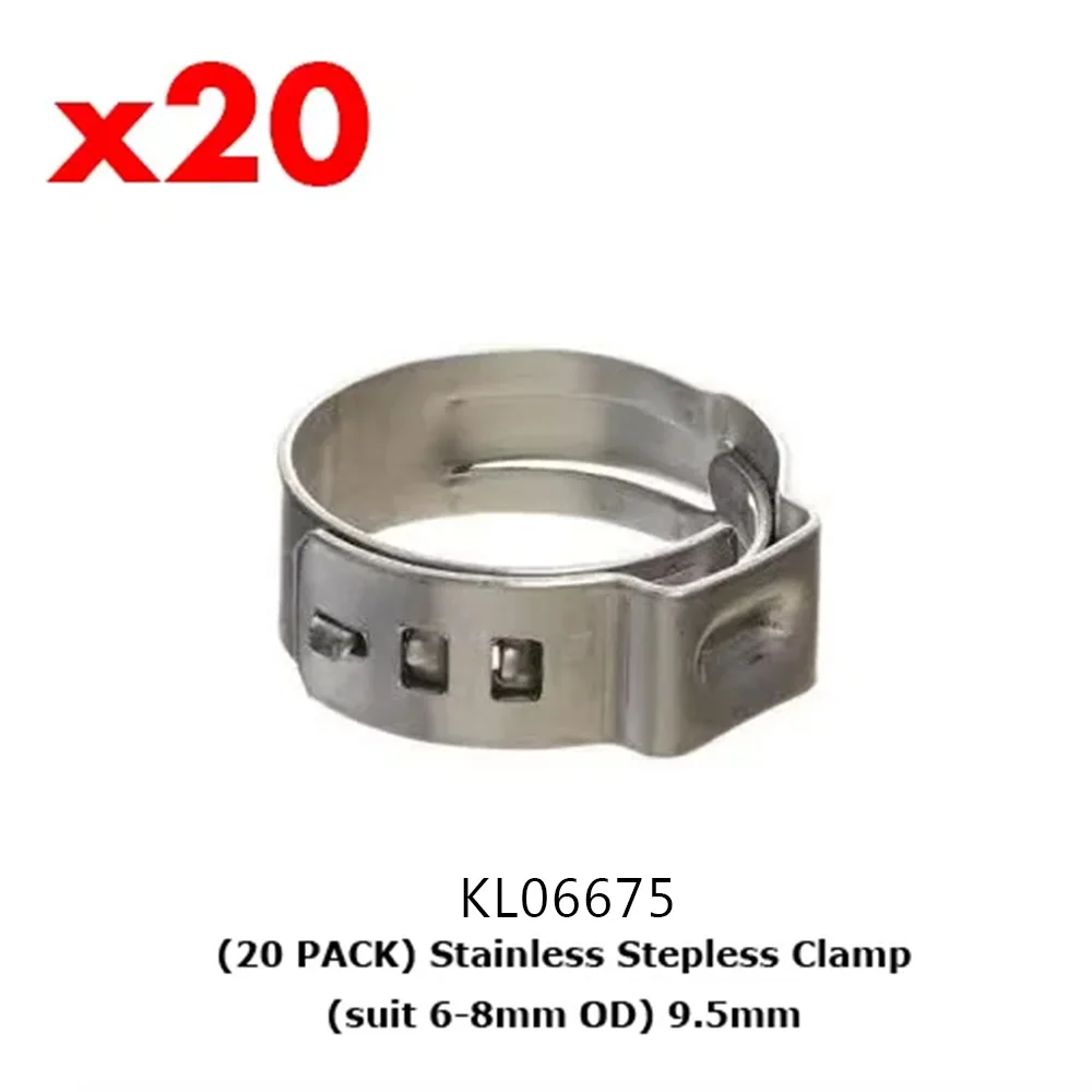 KegLand Bag of 20 X Stainless Stepless Clamps(Suit 8/9.5/10.5/12.8/14.5/16.5/18.5/ 20.5MM OD) hardware tool