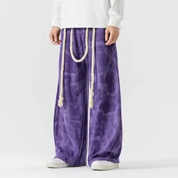 Autumn Wide Leg Pants Men Women Chinese Style Printed Casual Pants Male Fashion Tide Sports Baggy Trousers Streetwear Unisex 5XL
