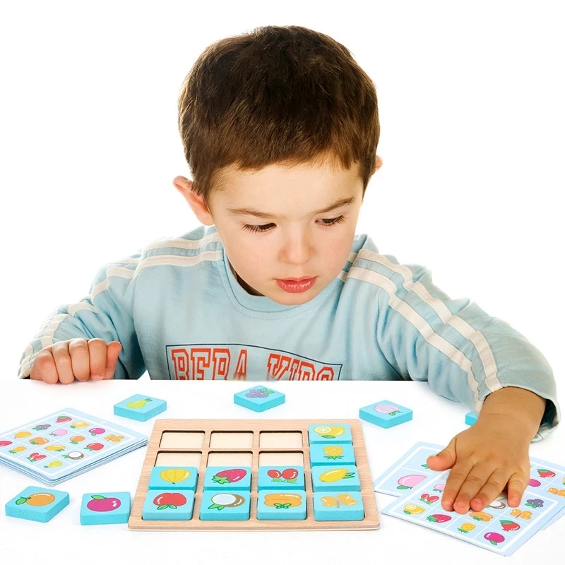 子供用木製学習玩具モンテッソーリパズルボードゲームインスタントフォトパワー早期教育記憶チェス脳開発ギフト
