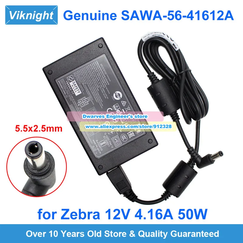 

Genuine SAWA-56-41612A AC Adapter 12V 4.16A 50W for Zebra ZQ630 TC56DJ TC8000 TC51 CRD400-100UP BASE CRD-ET5X-1SCG1